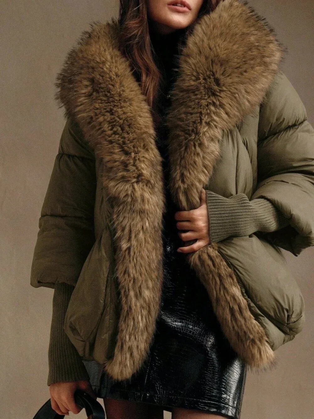 Army Green Casual Women's Short Puffer Jacket